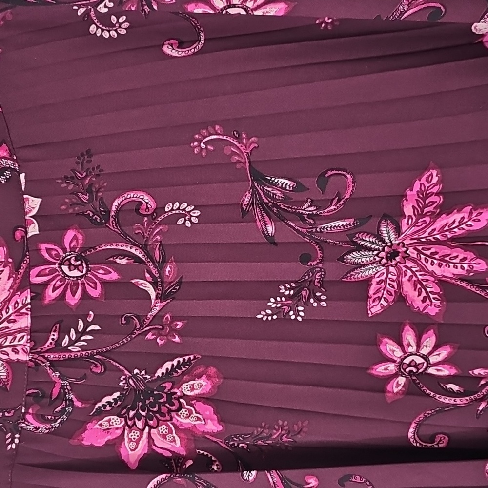 Chico's Pleated Purple Paisley Floral Cottagecore Soft Flowy Midi Skirt Sz:14 - Picture 5 of 12